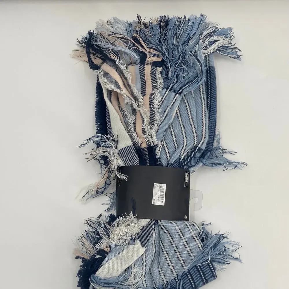 Twig & Arrow Blue Striped Blanket Scarf - New with Tags